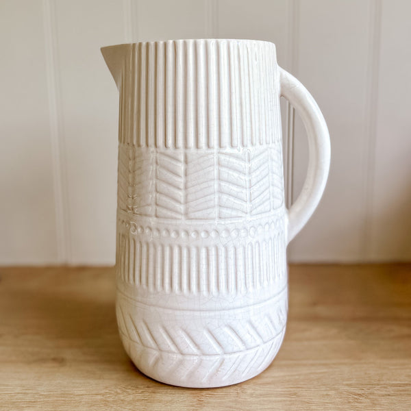 Hand-Glazed Ivory Ceramic Jug