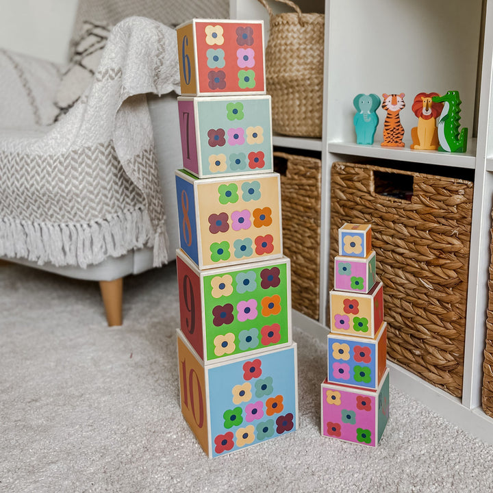 Large Stacking Toy Blocks For Babies & Toddlers 0 - 3 Years. Easy Storage, Colourful Animals, Letters, Numbers - BurrowandNest