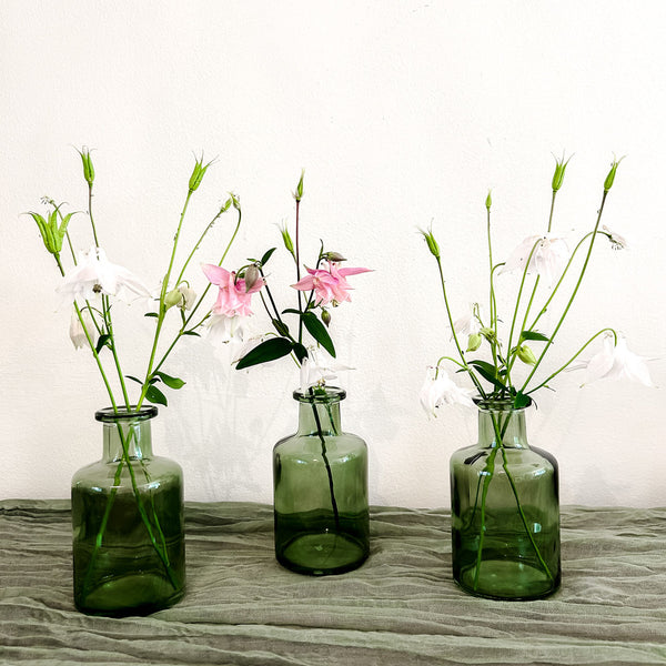 Forest Green Bottle Vases (Set of 3)