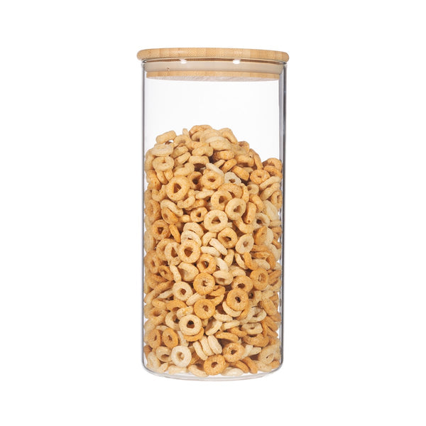 Glass Stacking Storage Jar with Bamboo Lid (h 20cm)