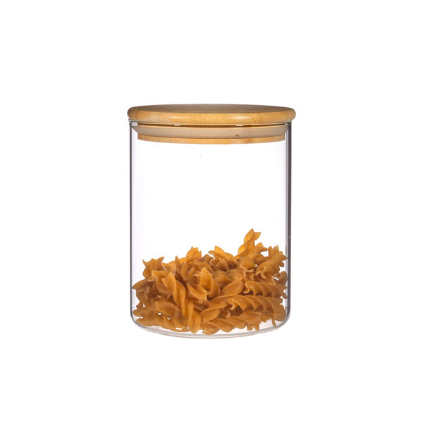 Glass Stacking Storage Jar with Bamboo Lid (h 12cm)