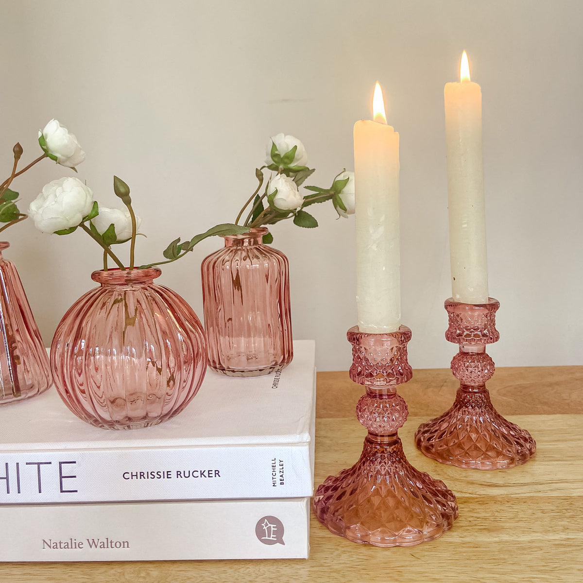 Pink Glass Bud Vases Set of 3 BurrowandNest