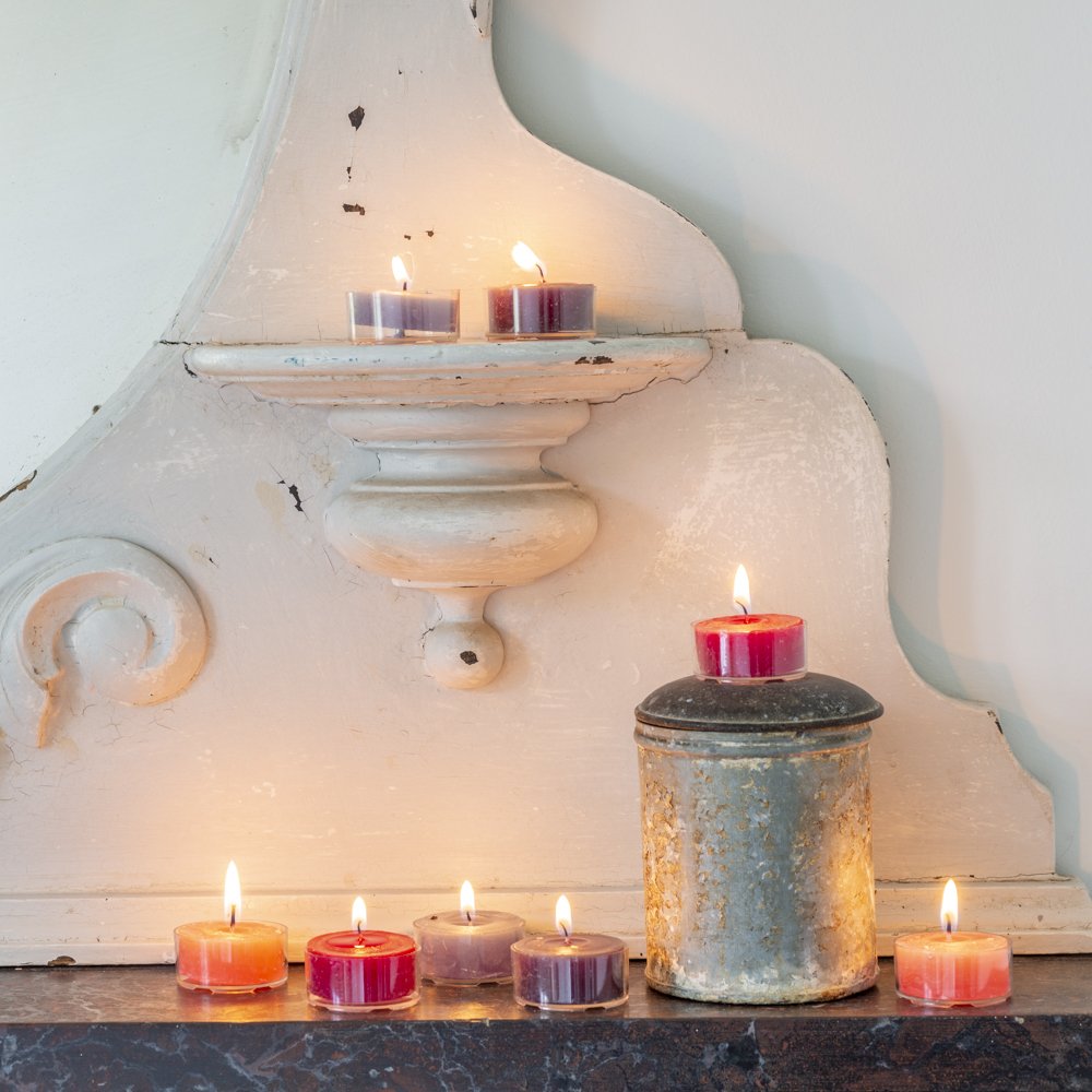 Rustic Coloured Tea Lights Deep Red/ Burgundy Pack of 20 BurrowandNest