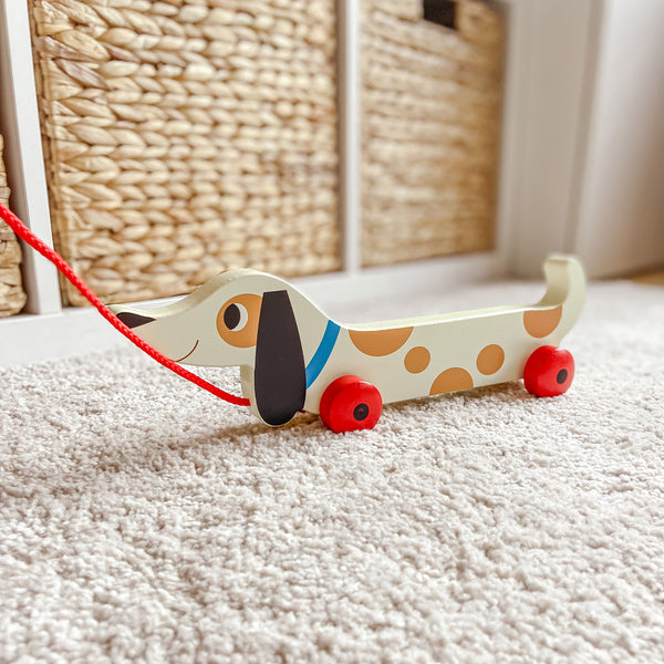 Children's Wooden Sausage Dog Pull Along Toy - Children's Gift