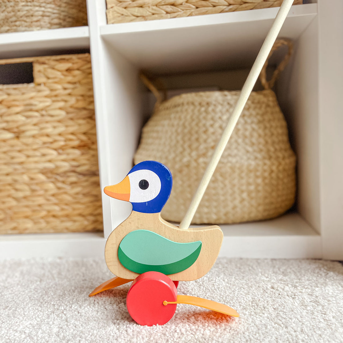 Wooden Push Along Toy Duck Traditional Toddler Toy Children's Gift