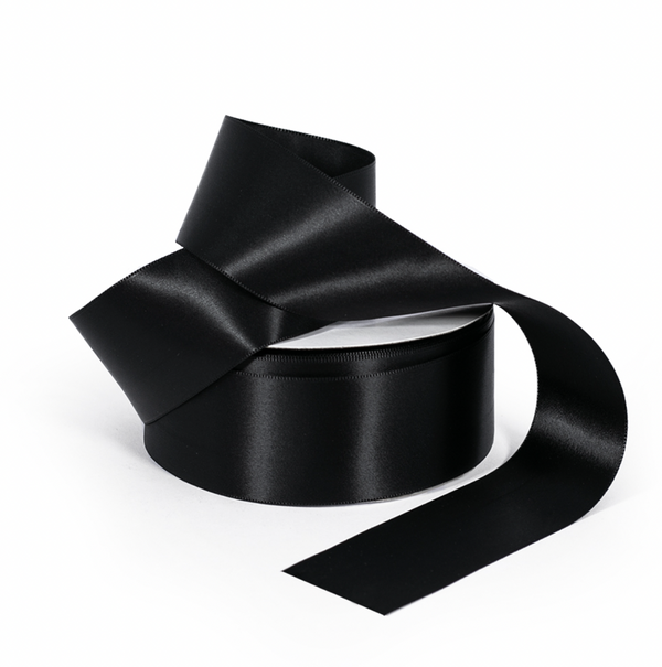 Black Satin Ribbon (25mm) 20m Roll