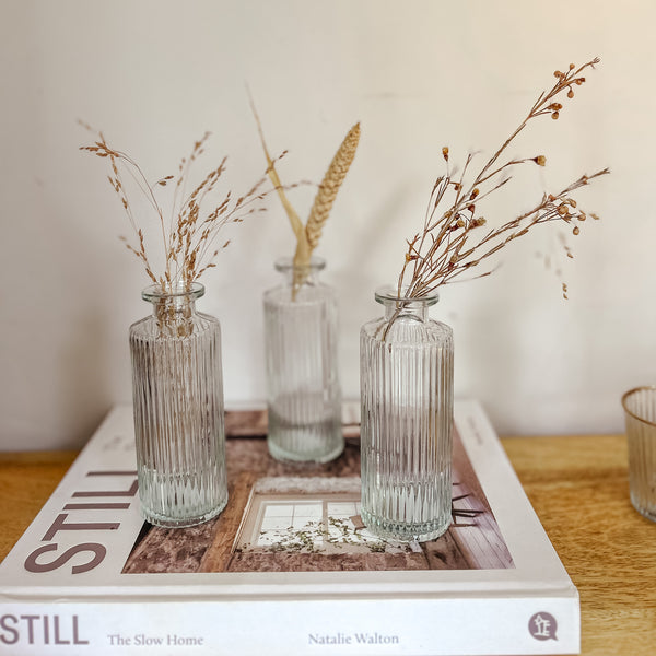 Set Of 3 Clear Glass Bottle Vases Amelie