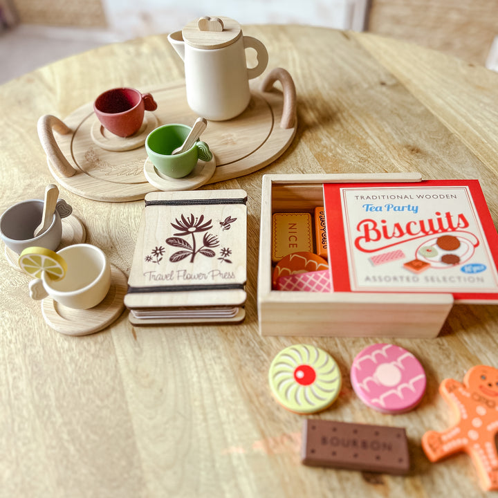 Wooden Tea Party Biscuits for Toy Kitchen Pretend Play- Burrow and Nest Interiors -  Home Decor Gift Shop