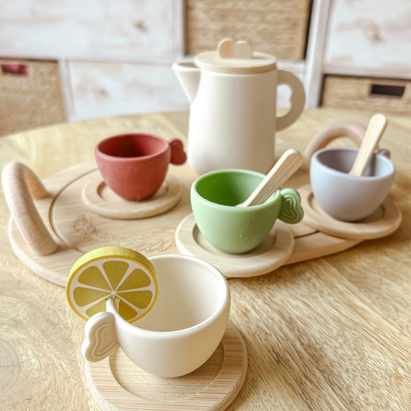 Wooden Tea Set with Silicone Cups - Toddler Christmas Gift
