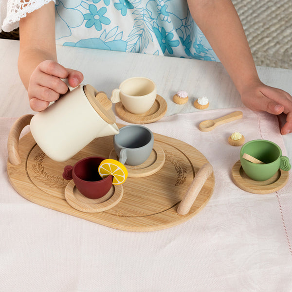 Wooden Tea Set with Silicone Cups - Toddler Christmas Gift