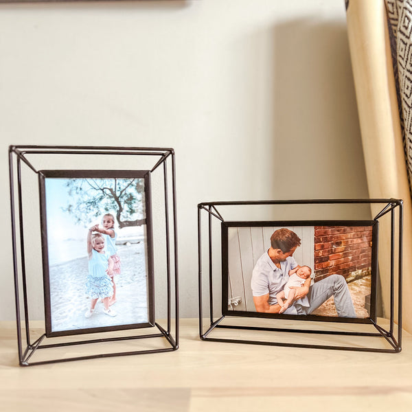 Black Metal Photo Frame 6" x 4" Double Sided Glass