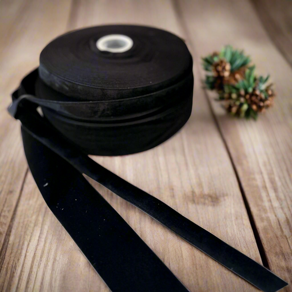 Black Velvet Ribbon Christmas Gift Wrapping 20m Roll (2 widths available)