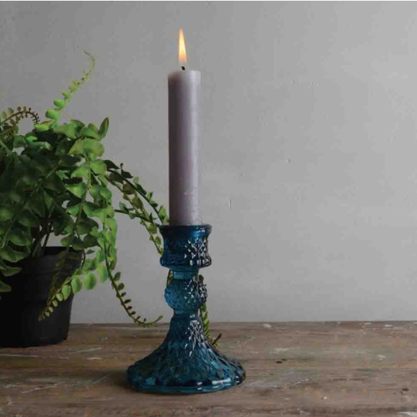 blue coloured glass candlestick holder weddings table decorations home or gifts 1