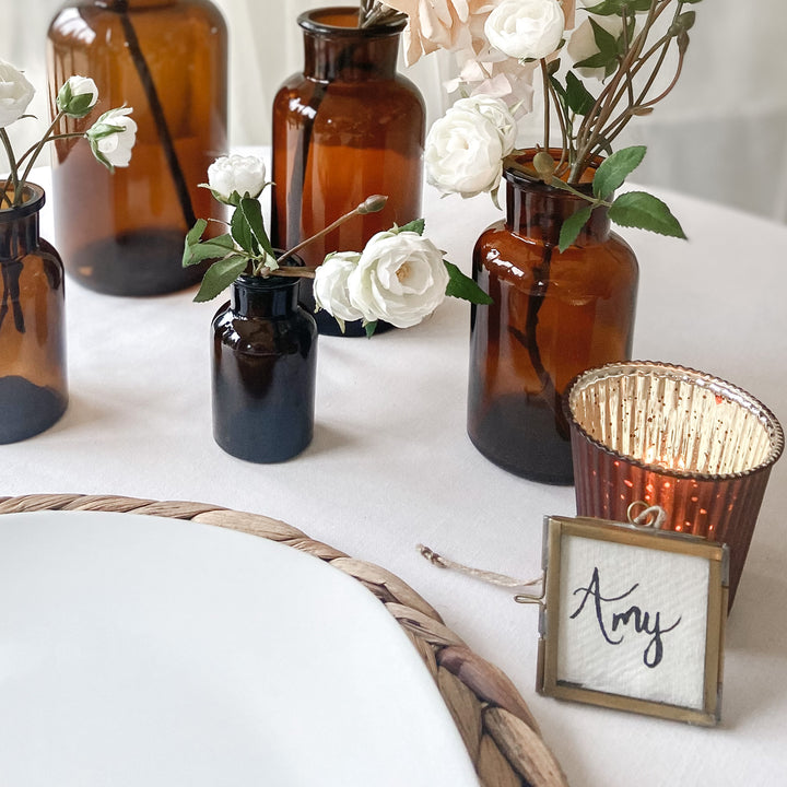 Tiny Distressed Brass Photo Frame Place Card - BurrowandNest