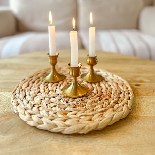 Brushed Gold Short Candlestick Holders – Set Of 3