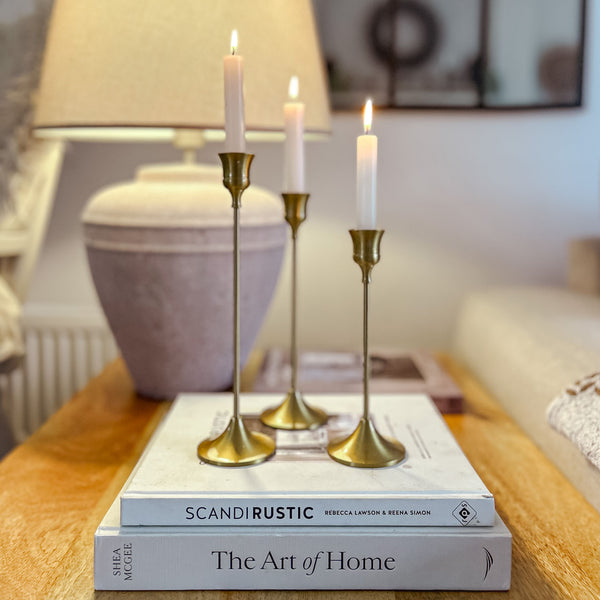 Brushed Gold Candlestick Holders – Set Of 3