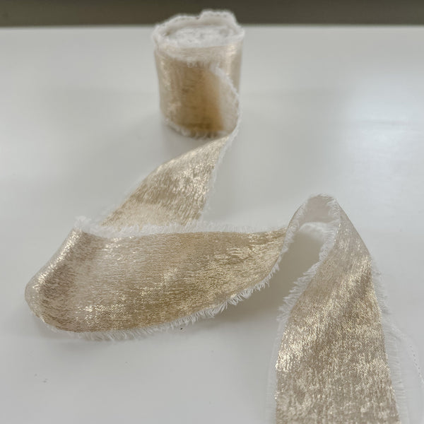 Champagne Gold Ribbon with Frayed Edges