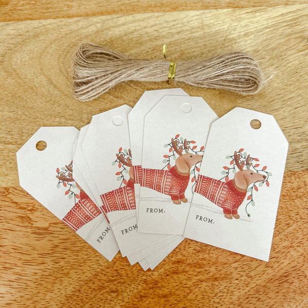 8 x Christmas Gift Tags Sausage Dog