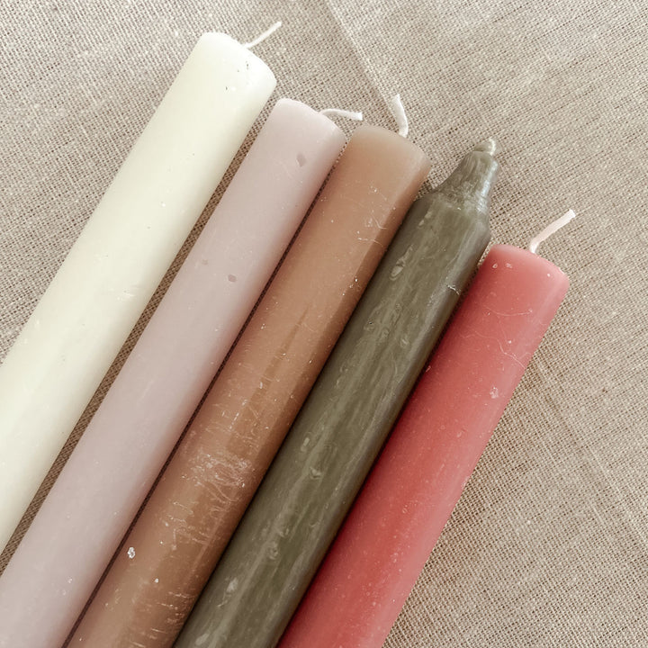 Ivory Rustic Dinner Candles - Pack of 5 dinner candles- Burrow and Nest Interiors -  Home Decor Gift Shop