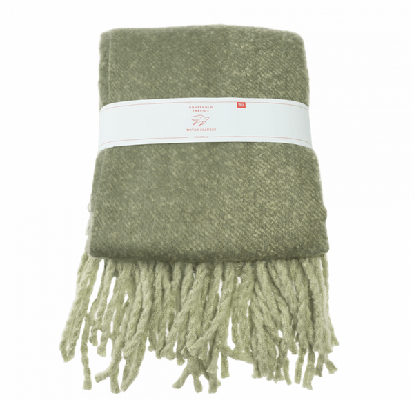 Cosy Green Woven Blanket / Throw 152 X 127cm
