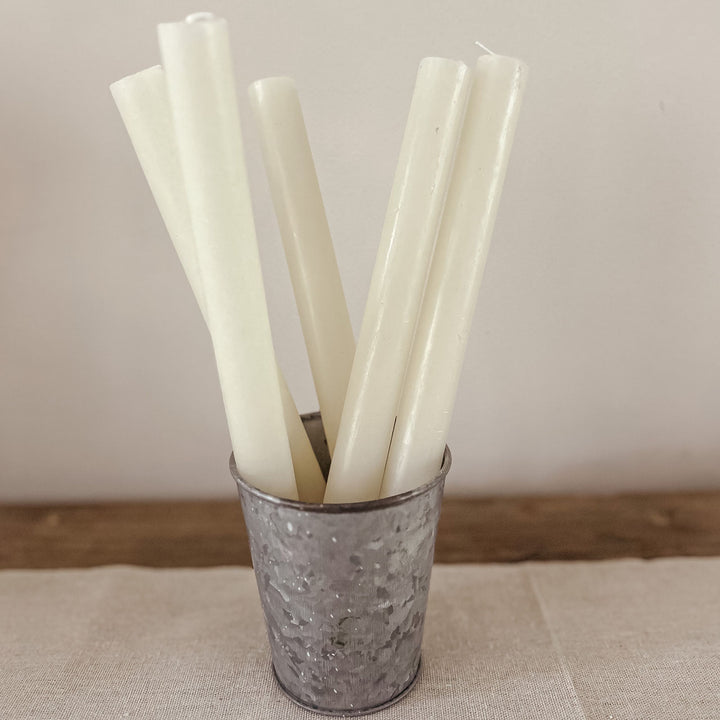 Ivory Rustic Dinner Candles - Pack of 5 dinner candles- Burrow and Nest Interiors -  Home Decor Gift Shop