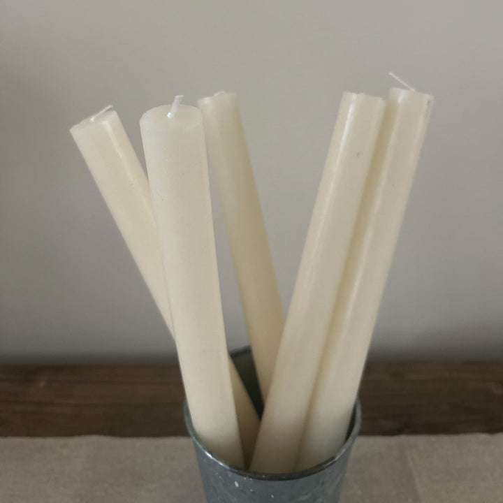 Ivory Rustic Dinner Candles - Pack of 5 dinner candles- Burrow and Nest Interiors -  Home Decor Gift Shop
