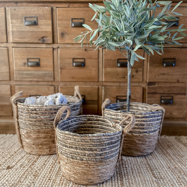 Neutral Jute Basket with Handles (3 sizes)