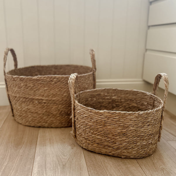 Seagrass Plant Baskets or Storage Baskets with Handles Oval (3 sizes)