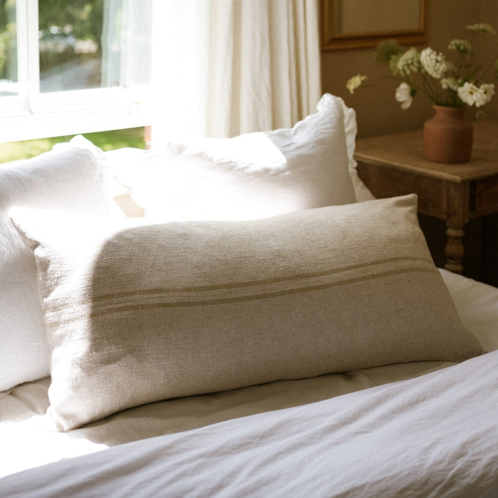 Oversized Long Bench Cushion Natural Linen 100x50cm Antique Cream