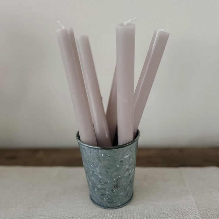 Light Grey/Oyster Rustic Dinner Candles - Pack of 5 dinner candles- Burrow and Nest Interiors -  Home Decor Gift Shop