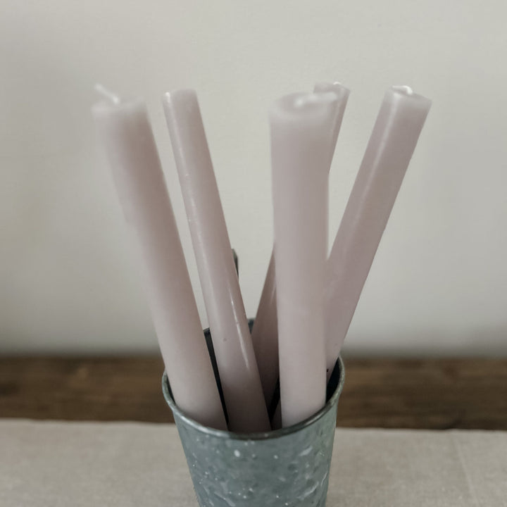Light Grey/Oyster Rustic Dinner Candles - Pack of 5 dinner candles- Burrow and Nest Interiors -  Home Decor Gift Shop