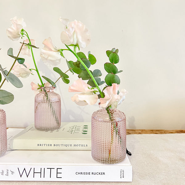 Pale Pink Glass Bud Vases - Set of 3