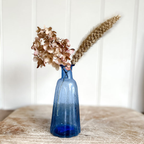 Blue Recycled Glass Vase Conical 13cm