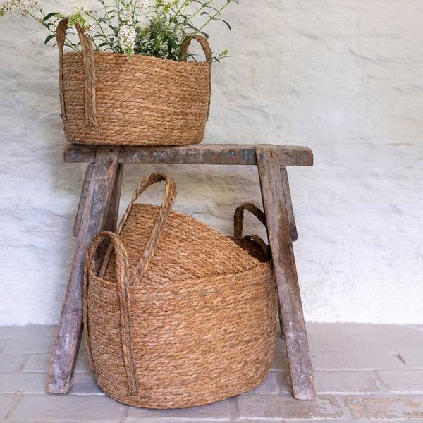 Large Seagrass Plant Baskets or Storage Baskets with Handles Oval (3 sizes)