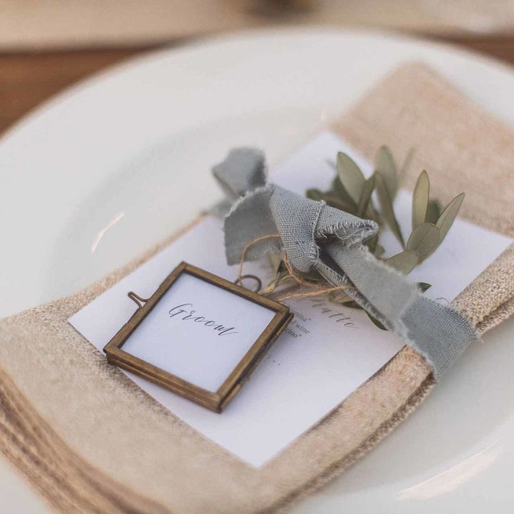 Tiny Distressed Brass Photo Frame Place Card - BurrowandNest