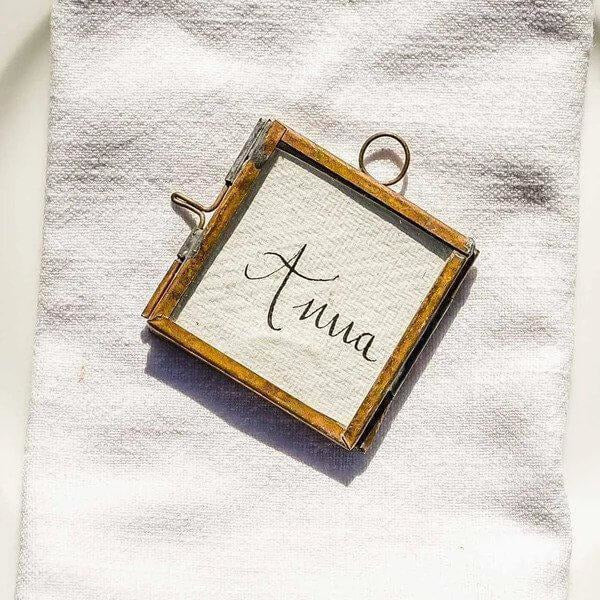 Tiny Distressed Brass Photo Frame Place Card - BurrowandNest