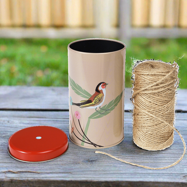 100m Rustic Twine in Bird Tin -  Gift Wrapping or Gardeners Gift
