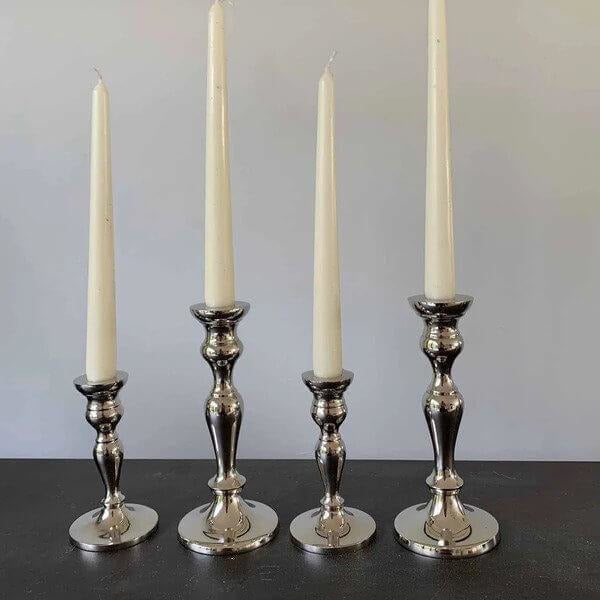 Silver Candlesticks – Set Of 2 - PRE ORDER FOR DELIVERY LATE MARCH - BurrowandNest