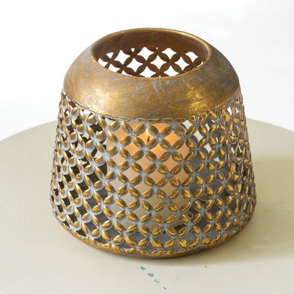 Brass Metal Domed Candle Holder