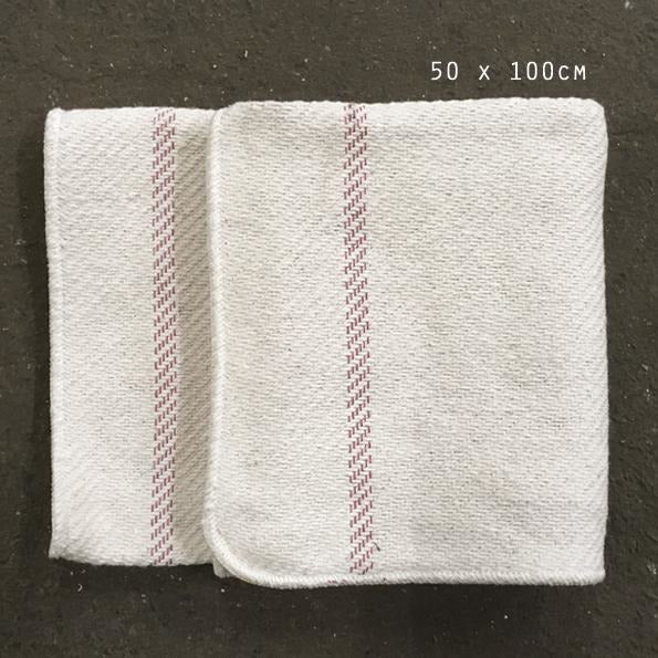 Natural Tea Towel / Oven Cloth with Stripe Large 100cm x 50cm - BurrowandNest