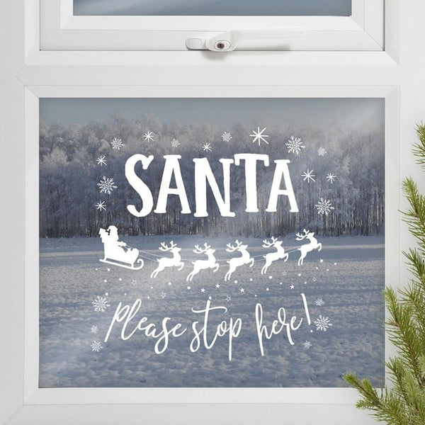 Santa Please Stop Here Snow Window Sticker - BurrowandNest