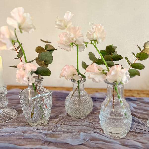 Set of 3 Pressed Glass Vases 13cm