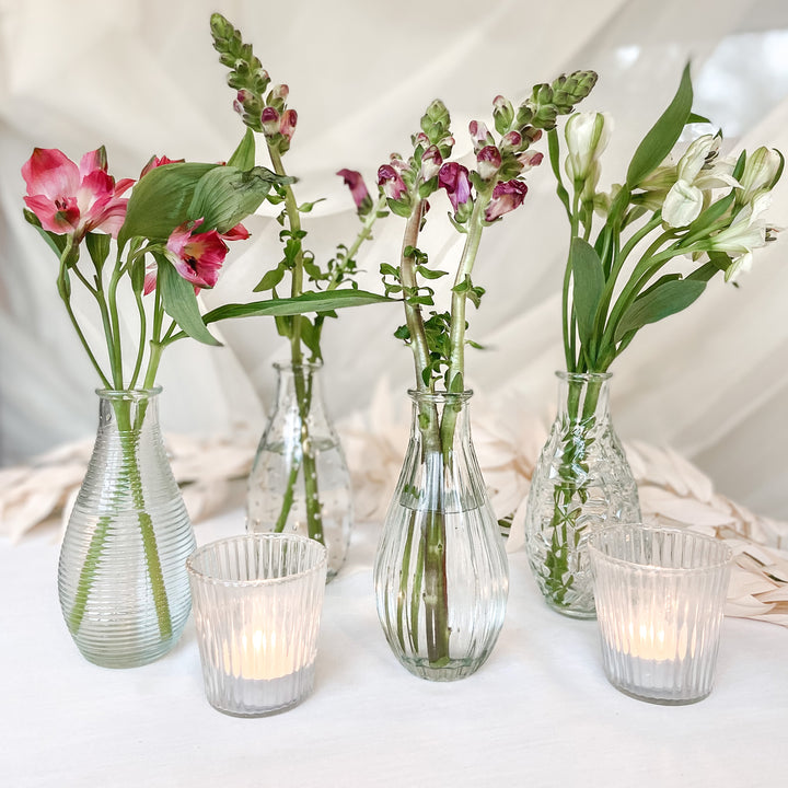 Set of 4 Clear Glass Vases Assorted (2 Sizes) - BurrowandNest