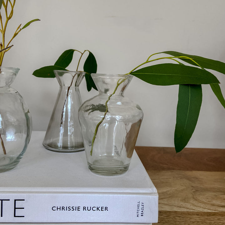 Dainty Clear Glass Bud Vases 10cm - Set of 4 - BurrowandNest