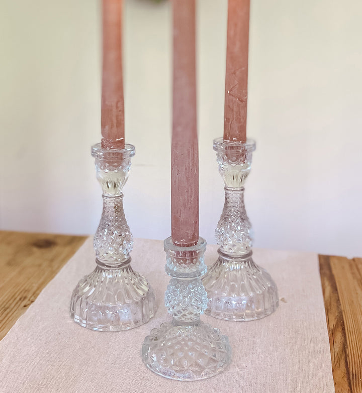 Pressed Glass Candlestick (2 sizes) - BurrowandNest