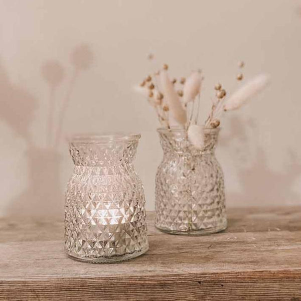 Textured Pressed Glass Tealight Holder/Vases