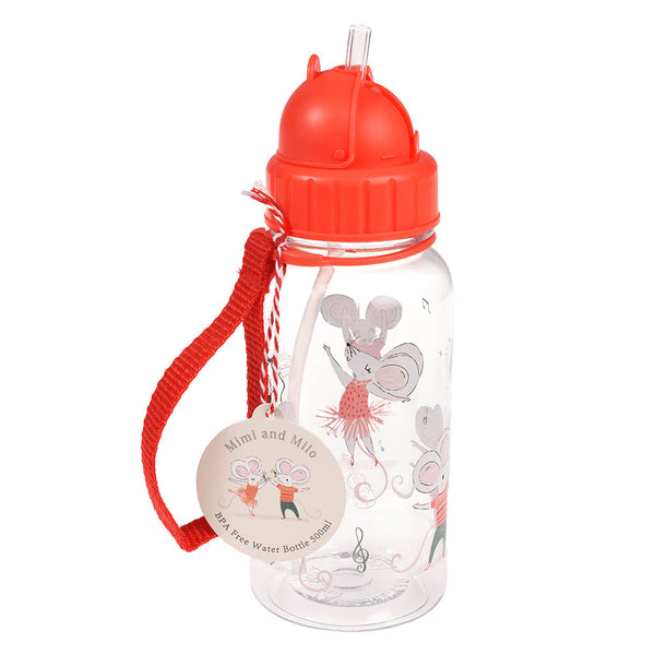 Children's Water Bottle with Straw - Dancing Mice, Children's Gift