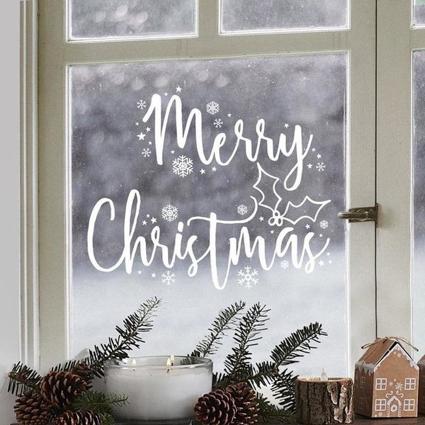 Merry Christmas Snow Window Sticker - BurrowandNest