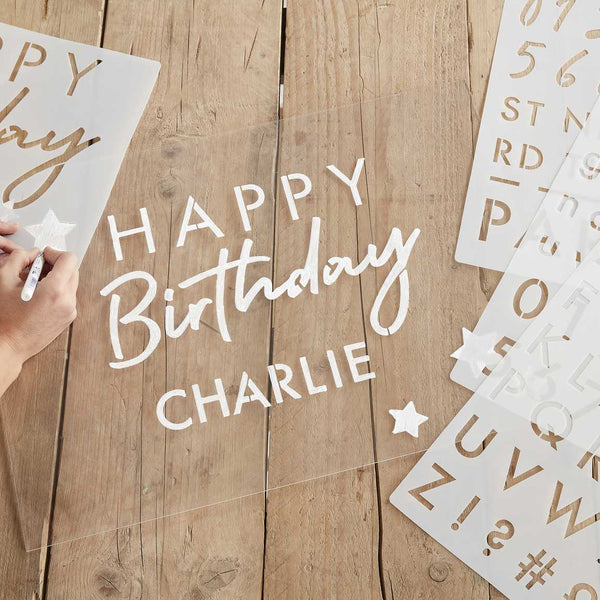 Happy Birthday Stencils - Numbers & Letters
