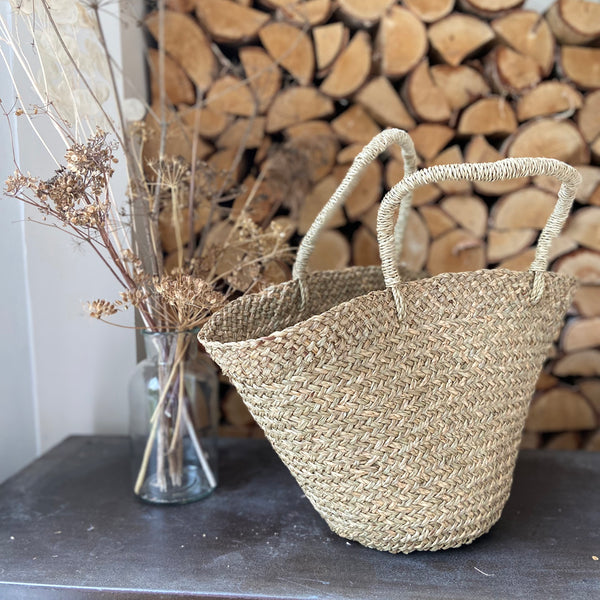 Natural Seagrass Basket with Handle - BurrowandNest